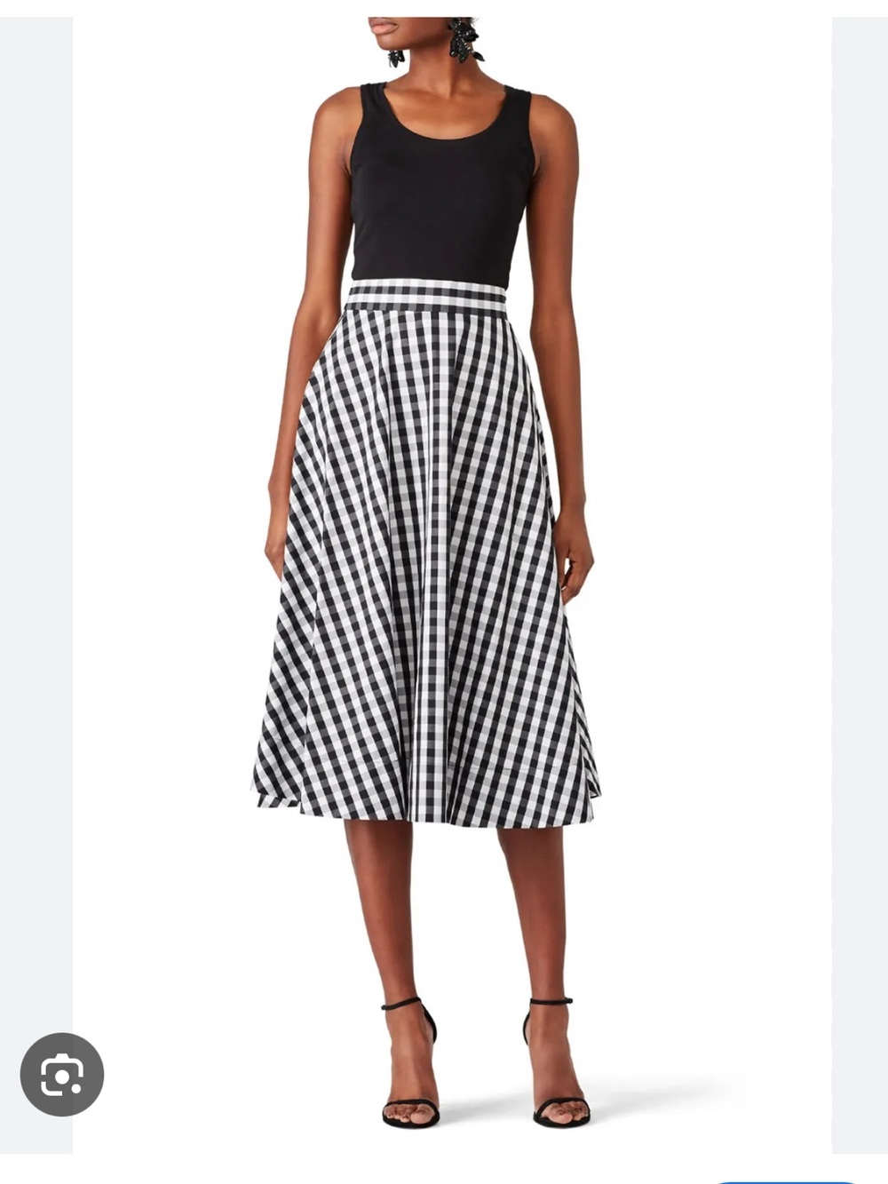 kate spade Black & White Gingham Midi Circle Skirt size 2